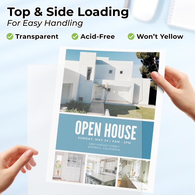 Dunwell Clear Folders for Documents, Plastic 8.5x11 File Sleeves for