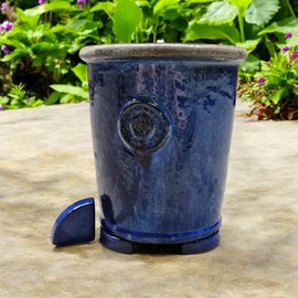 Teramico Saucer Feet for Flower Pots/Planters Blue Anthracite White Stoneware Glazed Completely Frost-Proof (20, Royal Blue)