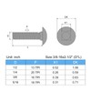 sourcing map 3/8-16x2-1/2" Carriage Bolt, 8pcs Round Head Square Neck