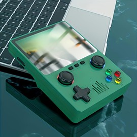 1pc Brand New X6 Retro Handheld Gaming Console with 10000+ Built-in Games 3.5-inch IPS Screen Portable Rechargeable Open Source Gaming Console - Color: green