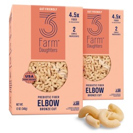 Three Farm Daughters High Fiber Elbow Macaroni Pasta Pack, Low GI, Non GMO Elbow Pasta Noodles, Low Net Carb, Made in the USA, 12 oz. (2 Pack)