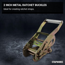 Strapworks 2 Inch Metal Ratchet Buckles - Industrial Grade Metals To Create Heavy Duty Ratchet Straps - 4 Pack