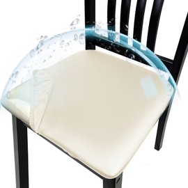 Lufyzora Pu Leather Dining Chair Seat Covers Set of 4, Waterproof Kitchen Chair Covers Stretch Chair Cover for Kitchen/Dining Room/Hotel, Tasteless seat Covers for Chairs (White - 4 PCS)