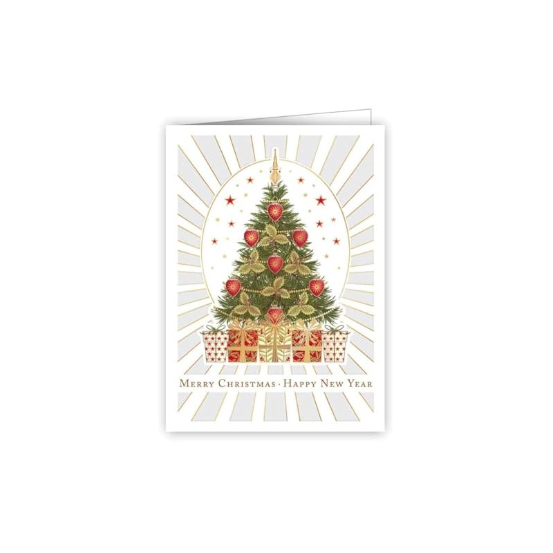 Quire Mini Card Tree & Presents,Green/Red,70x89mm