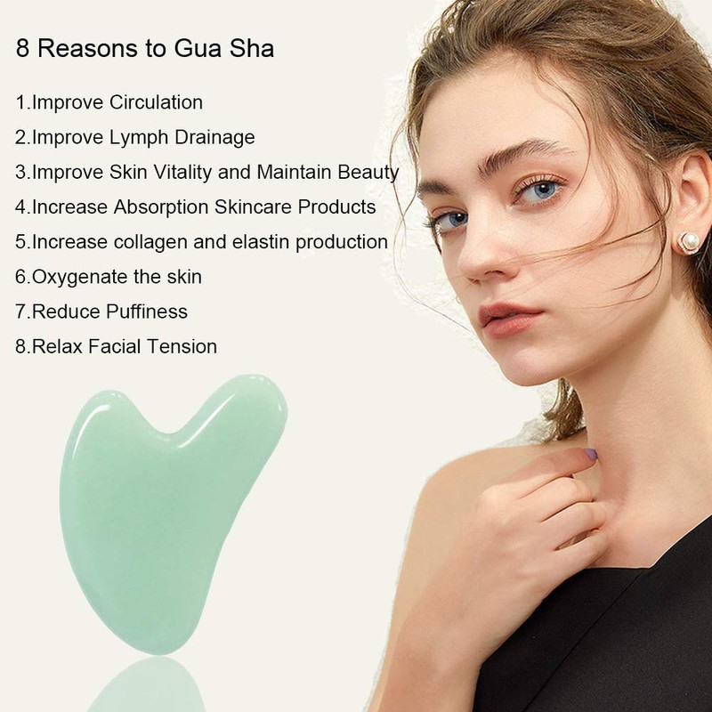 Ditind Gua Sha, Guasha Tool for Face, Natural Jade Stone