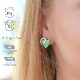 Leafael Infinity Love Heart Earrings for Women, Birthstone Crystal Earrings with Healing Stones, Allergy-Free Jewelry for Women with Gift Box, Silver-tone Crystal Stud Earrings for Women