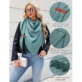 PASUDA Women's Muslin Triangle Scarf Comfortable Soft Triangle Scarf Cotton Keep Warm Neckerchief Muslin Scarf Autumn Elegant Plain Colours Large Scarf Women's Stole 190 x 80 cm, Sea blue