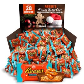 Milk Chocolate Peanut Butter Cup with Caramel 1 Pound - Snack Size Peanut Butter Cups Christmas Candy - Delicious Snacks Perfect for Sporting Events, Game Nights, Parties or The Movies
