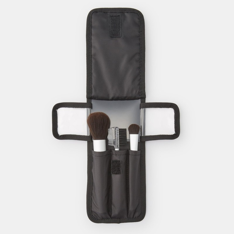 Muji 83525446 Nylon Makeup Brush Pouch, Black, Approx. 3.3 x