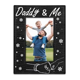 PETCEE Daddy and Me Picture Frame - Birthday & Christmas New Dad Gift Son Daughter Baby Picture Frame for Father's Day 4x6 Black Leather Photo Frame First Time Dad Gift