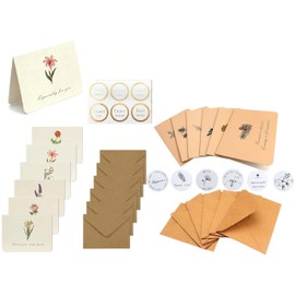 12 Pcs Vintage Floral Botanical Greeting Cards with Kraft Envelopes and Seals | Minimalist Pressed Flower Stationery Cards for Valentine’s, Teacher Notes & Special Occasions