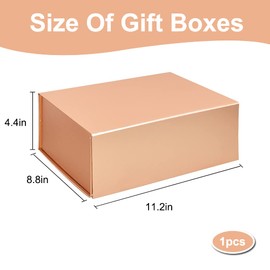 BEISHIDA Gold Gift Box 11 X 9 X 4.4inch, Gift Boxes with Magnetic Closure Lids for Gift Packaging Father's Day Mother's Day Presents, Bridesmaid Proposal Christmas Valentine Thanksgiving