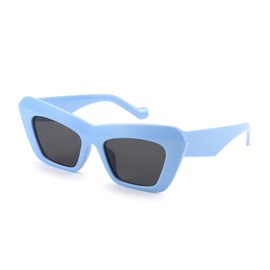 Karsaer Vision Retro Vintage Cateye Square Sunglasses Plastic Frame 90s sunglasses Stylish Classic 70s Eyewear (Blue)