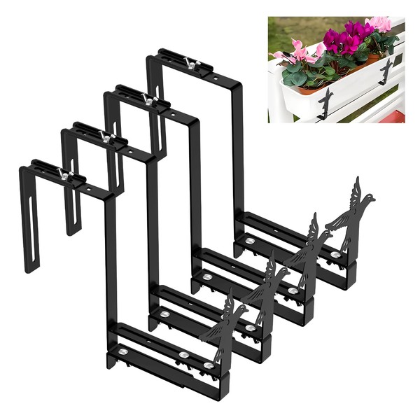 MAYZOLOP Adjustable Planter Box Brackets, Universal Window Box Brackets, Heavy