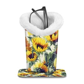 FINTIE Plush Lined Eyeglasses Holder, Glasses Stand Case, Anti-scratch Glasses Storage Organizer for Desk, Nightstand, Office, Sunflowers