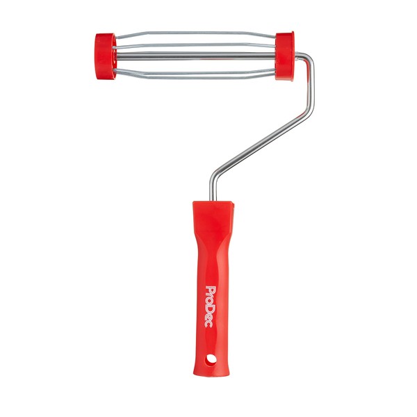 ProDec PRFR001 Plastic Handle Trade Professional Paint Roller Frame with Anti-Slip 5 wire Cage and Push Fit Handle for Extension Pole, 7" x 1.75" Cage