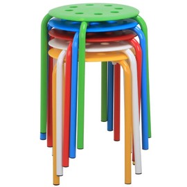 Yaheetech 17.3in Plastic Stackable Stools Stack Nesting Stools Portable Colorful Decoration Chairs Round Chairs Flexible Seating Pack of 5