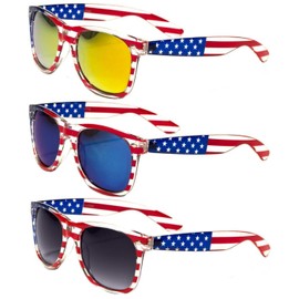Classic American Patriot Flag Style Sunglasses USA (all 3 pairs)