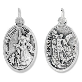 Gifts Catholic Inc. Bulk Buy 5 Pcs - Guardian Angel/St Michael Archangel 1 Inch Pendants Charms with Rings
