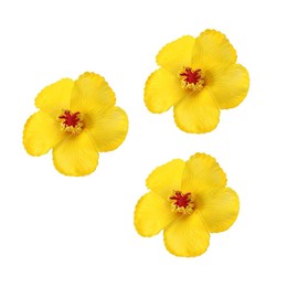 3pcs Hawaiian Hibiscus Flowers Artificial Flowers for Hawaiian Luau Tabletop Decoration Party Favors Supplies - Yellow