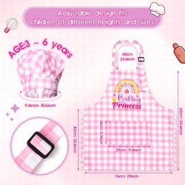 R HORSE 2Pcs Kid Apron and Chef Hat Set, Adjustable Children Coquettish Pink Kitchen Toddler Apron for Girls, Dress up Role Play Chef Toy Funny Cooking Gift Birthday Gift for Kids Baking Painting