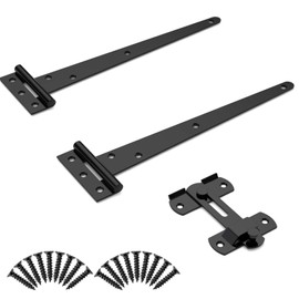 Bisagras de correa en T de 10 pulgadas, paquete de 2 bisagras en T, bisagras de puerta en T, bisagras de correa de puerta, vallas de madera, puerta de granero, puertas de cobertizo, puerta de clóset,