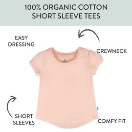 HonestBaby Multipack Short Sleeve T-shirts 100% Organic Cotton Infant Baby, Toddler, Little Kid, Boy, Girl, Unisex, Spring Peach, 7 Years