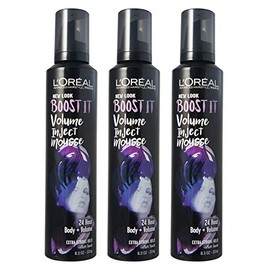 L'Oreal Advanced Hairstyle/Paris - Boost It Volume Inject Mousse - Extra Strong Hold - Net Wt. 8.3 OZ (235 g) Per Can - Pack of 3 Cans