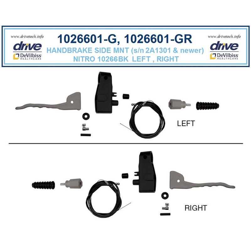 Replacement Parts for Drive Nitro Hemi Height Rollator, 10266HD-BR (2.