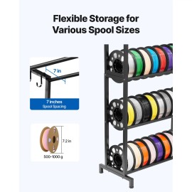 5 Tier Heavy Duty 3D Printer Filament Storage Rack Accessory Shelves for 3D Printing Filament Spool HoldersDefault: Default