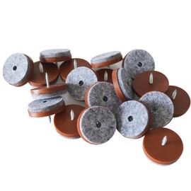 1-1/2 Inch Screw-in Felt Pads - 40pcs Furniture Chair Table Glides Pad Floor Protectors for Wooden Legs Feets, Brown