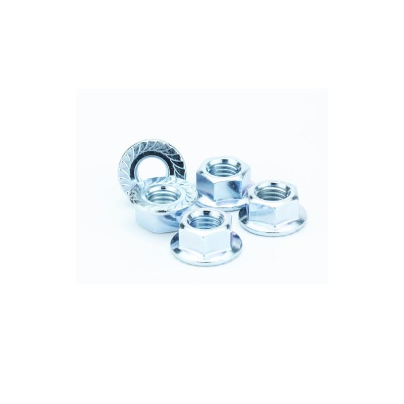 M12 Serrated Flange Hex Nuts - Bright Zinc Plated Steel