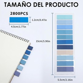 2800 Pestañas Adhesivas Índice, para Lectura, Cuadernos, Carpetas Marcadores de Libros Reposicionables y Transparentes, Notas Adhesivas de Colores Oficina y Escuela (14 Módulos, 140 Colores)