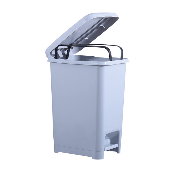 Superio Slim Step On Pedal Plastic Trash Can, Waste Bin for Under Desk, Office, Bedroom, Bathroom, Kitchen Soft Grey (10.5 gal)
