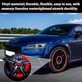 LKAHG 6PCS Car Wheel Rim Stickers, Reflective Automotive Wheels Tire Rim Stripe Stickers, 18-21 Inch Self-Adhesive Wheel Rim Stripes Decals Accessories, Universal for RV, SUV, Truck (Red)