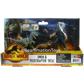 Jurassic World Park Dominion Owen & Blue Velociraptor Beta New Mint on Card MOC