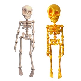 3D Printed Skeleton Refrigerator Magnets - 2Pack Decorative Skull Fridge & Locker Magnets for Kitchen, Office, and Garage