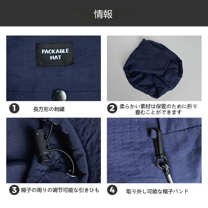 RUNQIU Bucket Hat, Foldable, Integrated Storage, Compact, UV Protection Hat,