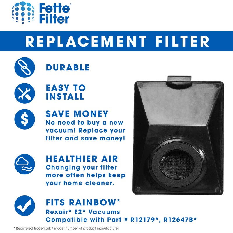 Fette Filter - Vacuum Filter Compatible with Rainbow R12179, R12647B,