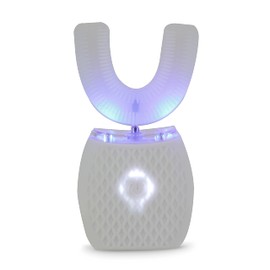 Vivitar Whitening Toothbrush, Ultrasonic U-Shaped Electric Toothbrush for Adults, Automatic, Rechargeable, Washable, and Perfect for Travel and Home Use with 360° Whole Mouth Cleaning, 4 Modes, White