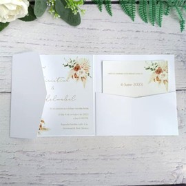 MillaSaw 25 x White Matte Wedding Invitation Cards 15cm x 15cm (Matte White)