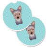 Caroline's Treasures Checkerboard Blue Yorkie Puppy Set of 2 Cup