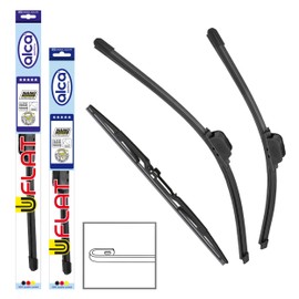 alca® Windscreen Wiper Set with Rear Wiper Suitable for VW Golf III (11.1991-08.1997) U-FLAT Flat Bar Wiper Front and Rear Wiper