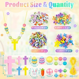 FULAIERGD 32 Sets Easter Wooden Cross Beads Necklace Craft Kits DIY Cross