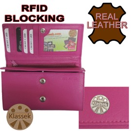 Klassek Bernese Mountain Dog Womans Pink Purse Dog Lover Owner Brand Image on Real Animal Leather RFID Puppy Accessory Gift