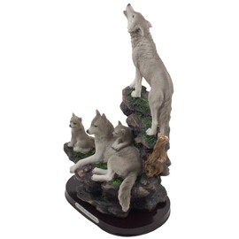 Howling Wolf and Family on a Rock Statue for Decorative Lodge and Rustic Cabin Decor Sculptures and Figurines & Wildlife Animal, Wolves or Timberwolves Collectible Art Gifts Howling Wolf and Family on a Rock Statue for Decorative Lodge and Rustic Cabin D