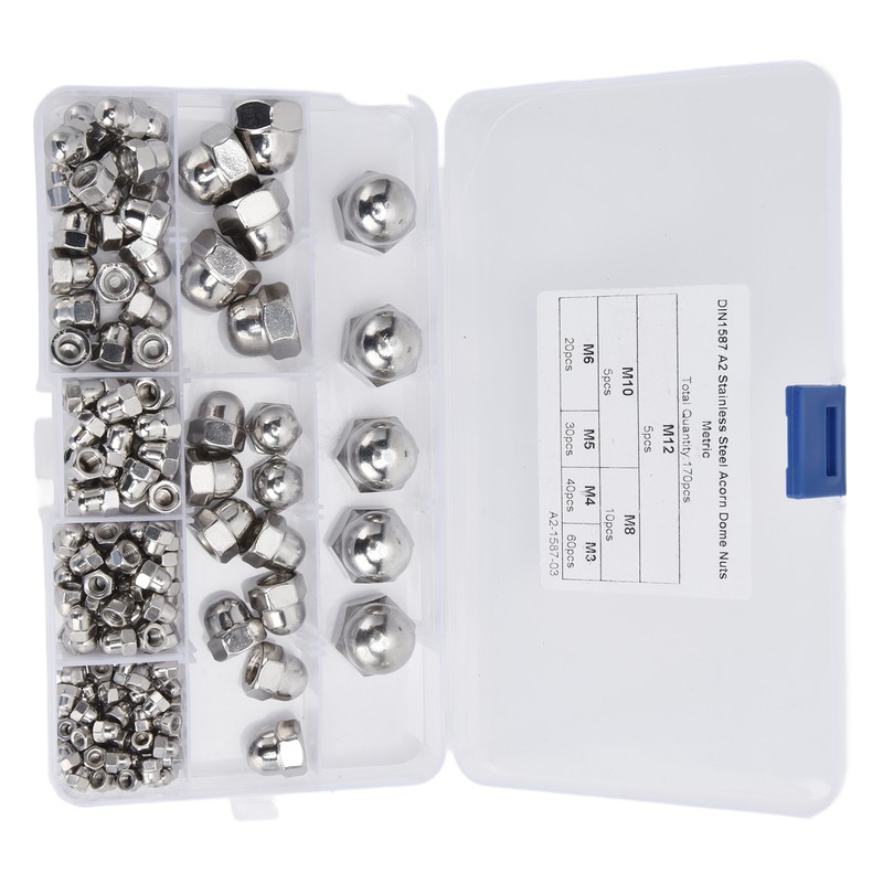 170Pcs Acorn Nuts Dome Head 304 Stainless Steel Caps Nut