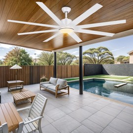 YITAHOME 72 Inch Ceiling Fans with Lights and Remote Control for Indoor/Covered Outdoor, Reversible Quiet DC Motor, 8 Blades with 6 Speed, Modern Ceiling Fans for Living Room -White