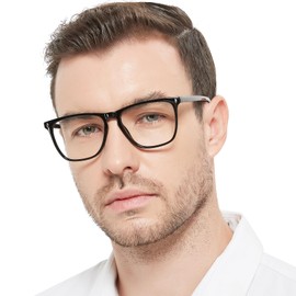 AEZUNI Retro Oversized Reading Glasses for Men 1.0 Classic Large Frame Readers 1.00 1.50 2.00 2.50 3.00 3.50 4.00 5.00 6.00 (Black)