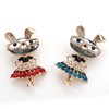 2pcs Rhinestone Bunny Rabbit Brooch Pin Women Girls Crystal Jewelry